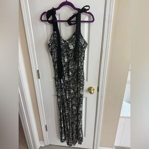 Free People Black and White Floral Jumpsuit